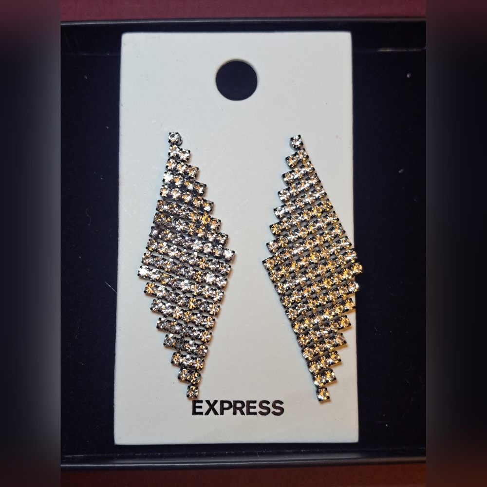Express Chainmail Rhinestone Earrings - Picture 3 of 3